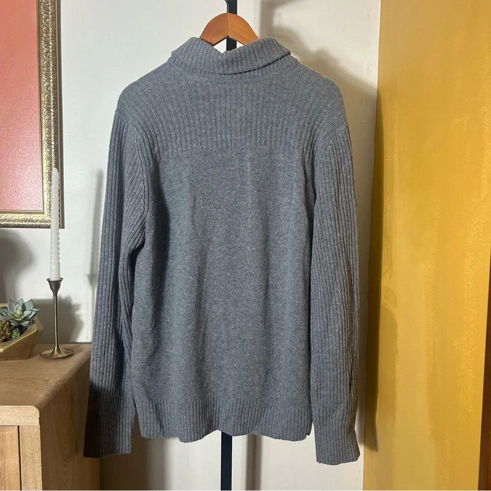 Banana Republic Men’s Wool Italian Yarn Shawl Collar Sweater Ribbed Gray‎ Size L
